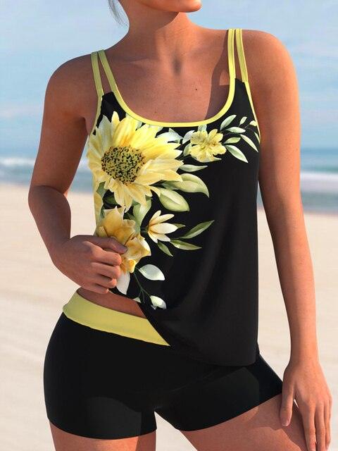 Élégant tankini pour femme avec des plumes dans un design plus moderne