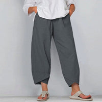 Pantalon ample en lin pour femmes - Respirant et confortable pour l'été