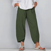 Pantalon ample en lin pour femmes - Respirant et confortable pour l'été