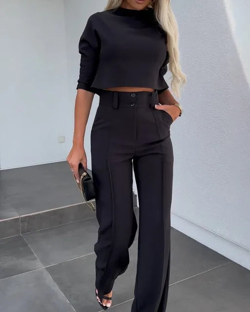 Élégant ensemble 2 pièces pour femmes : haut élégant et pantalon confortable