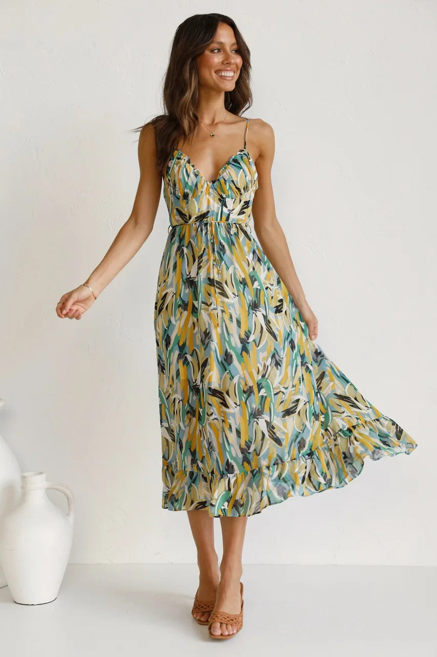 Robe Belinda élégante et frappante, aux couleurs vibrantes