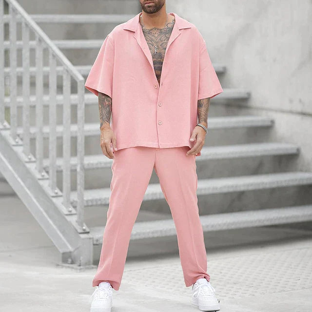 Ensemble décontracté pour hommes avec chemise ample et pantalon confortable