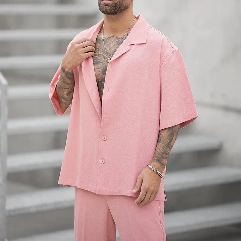 Ensemble décontracté pour hommes avec chemise ample et pantalon confortable