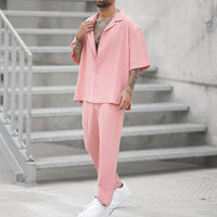 Ensemble décontracté pour hommes avec chemise ample et pantalon confortable
