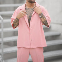 Ensemble décontracté pour hommes avec chemise ample et pantalon confortable