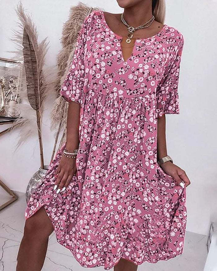 Robe Midi Fleuri pour Femmes - Élégante et Légère