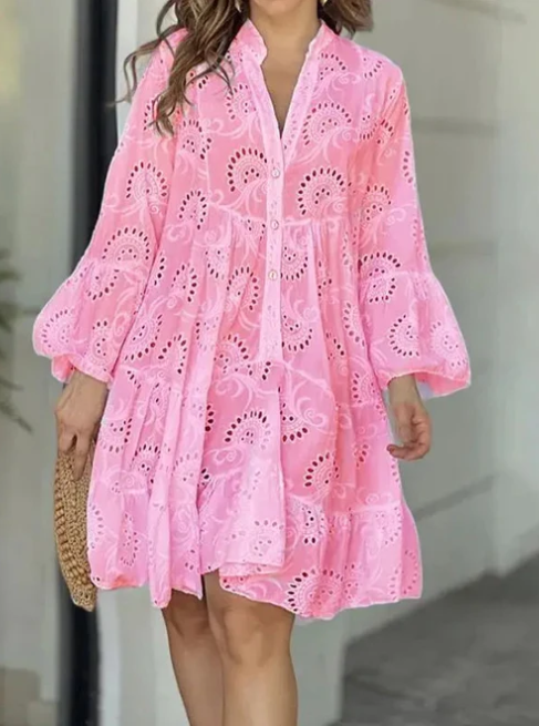 Robe d'été chic et confortable à col en V pour femmes