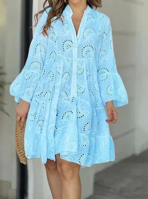 Robe d'été chic et confortable à col en V pour femmes