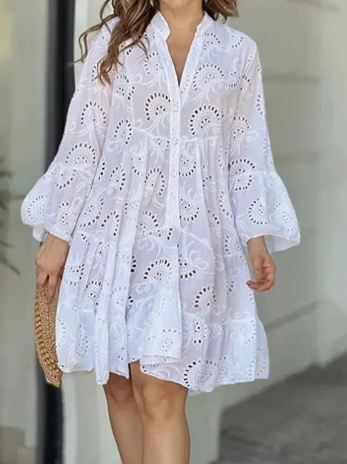 Robe d'été chic et confortable à col en V pour femmes