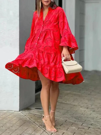 Robe d'été chic et confortable à col en V pour femmes