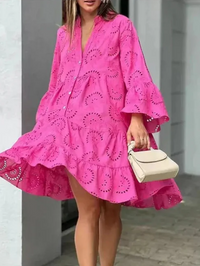 Robe d'été chic et confortable à col en V pour femmes