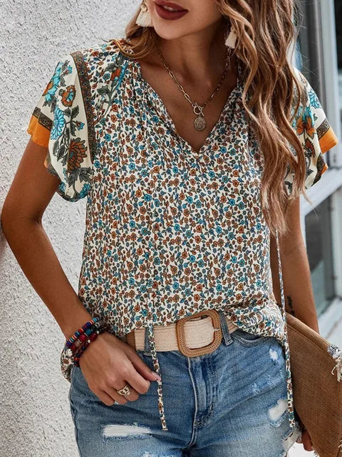Chemisier élégant à motifs floraux pour femmes - top d'été léger et confortable pour un look élégant