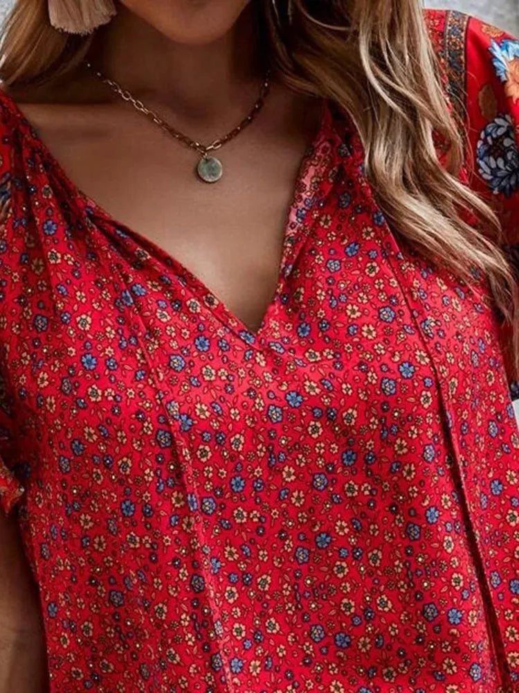 Chemisier élégant à motifs floraux pour femmes - top d'été léger et confortable pour un look élégant