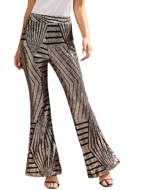 Élégant pantalon évasé à paillettes pour femmes