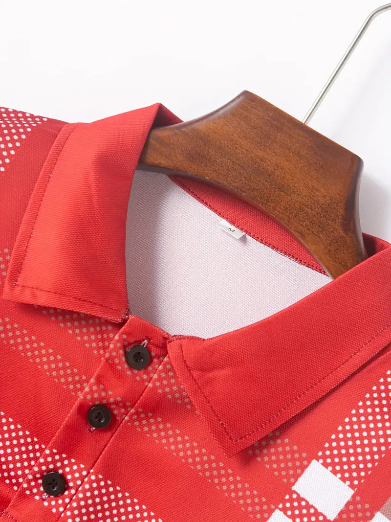 Polo à carreaux stylisé pour hommes - Slim Fit Short Sleeve Casual Classic