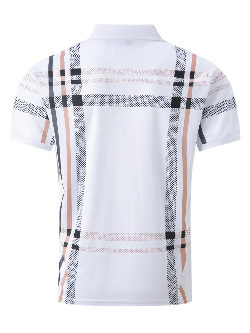 Polo à carreaux stylisé pour hommes - Slim Fit Short Sleeve Casual Classic
