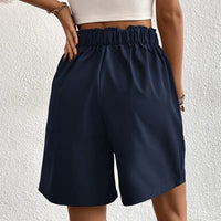 Short pour femmes à taille haute avec pliures - Tissu léger et fluide - Fermeture à bouton