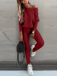 Ensemble de salon 2 pièces pour femmes comprenant un pull côtelé confortable et un pantalon assorti pour une commodité et un style optimaux lors des sorties décontractées