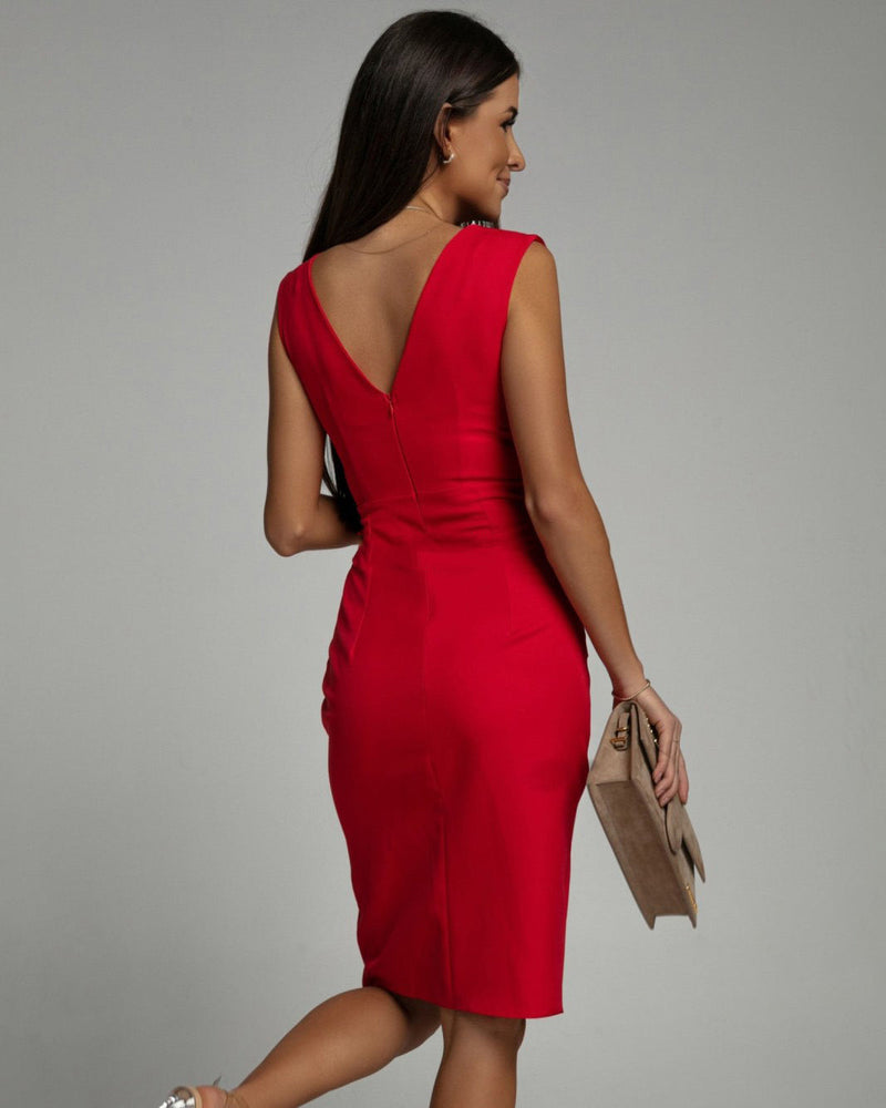 Robe élégante à col en V et fendue pour un look sophistiqué - Nelly