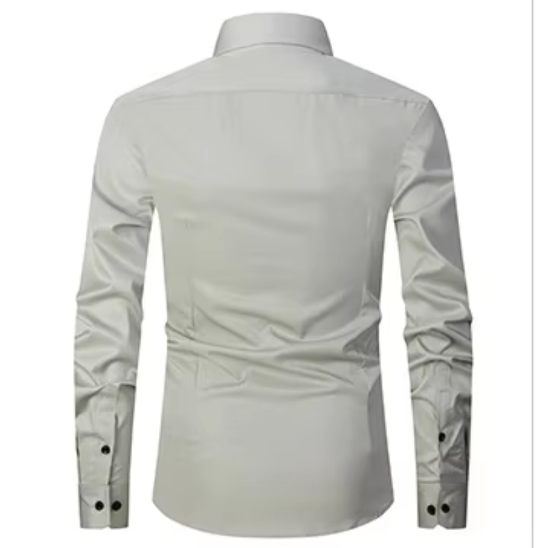 Camisole de corte masculine slim avec boutons de contraste et mangas largas