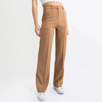 Pantalon large élégant à taille haute - pantalon de tailleur pour femme pour un look élégant