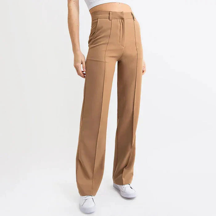 Pantalon large élégant à taille haute - pantalon de tailleur pour femme pour un look élégant