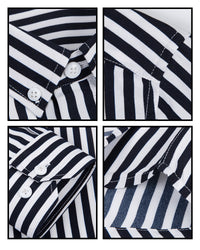 Camisole pour homme - Manga larga - Corte clásico - Rayas - Puños de botones - Formalidad empresarial