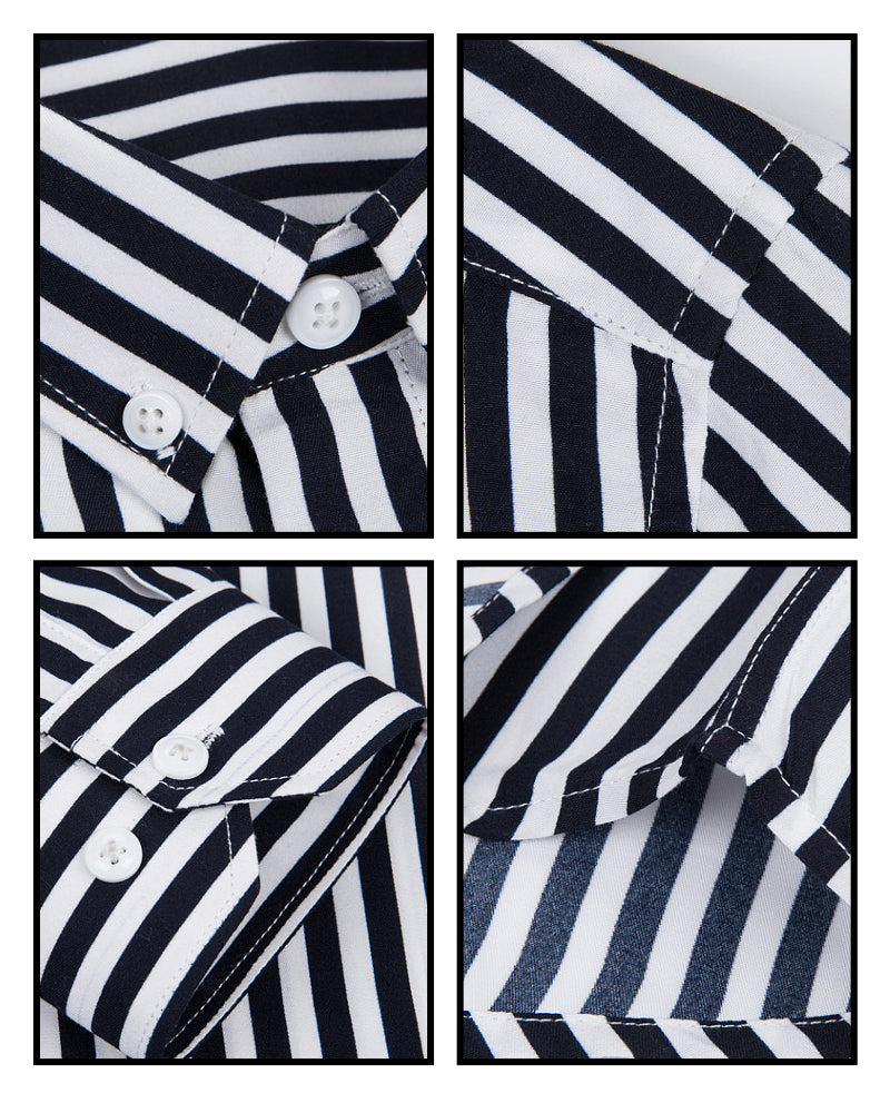 Camisole pour homme - Manga larga - Corte clásico - Rayas - Puños de botones - Formalidad empresarial