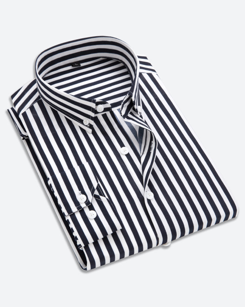 Camisole pour homme - Manga larga - Corte clásico - Rayas - Puños de botones - Formalidad empresarial