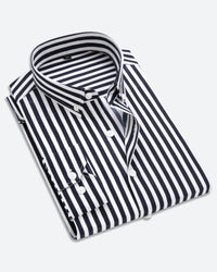 Camisole pour homme - Manga larga - Corte clásico - Rayas - Puños de botones - Formalidad empresarial