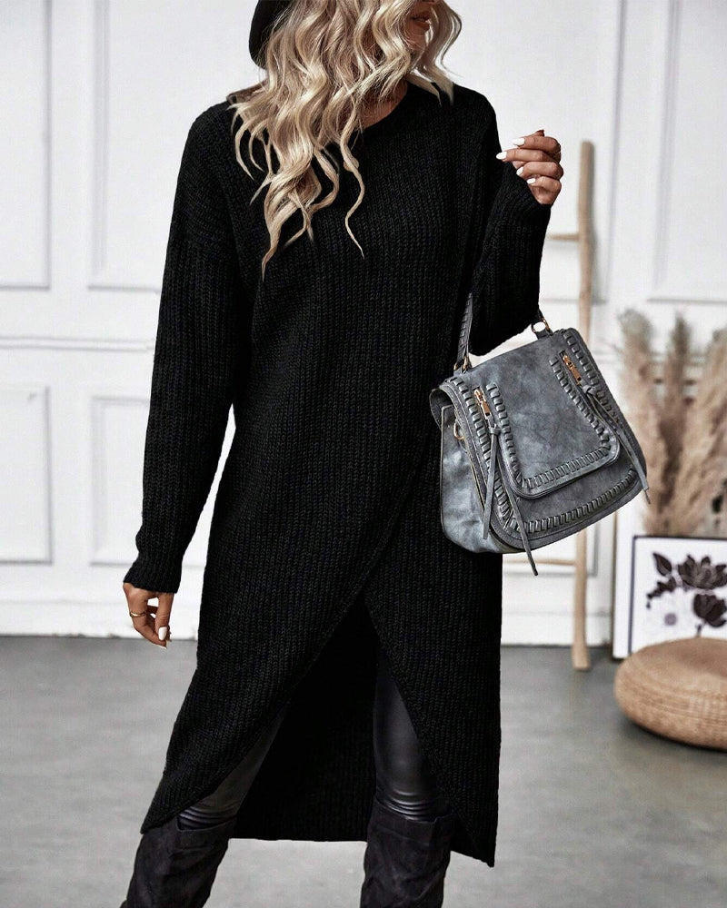 Robe midi unie en tissu doux, élégante et confortable pour un quotidien stylé