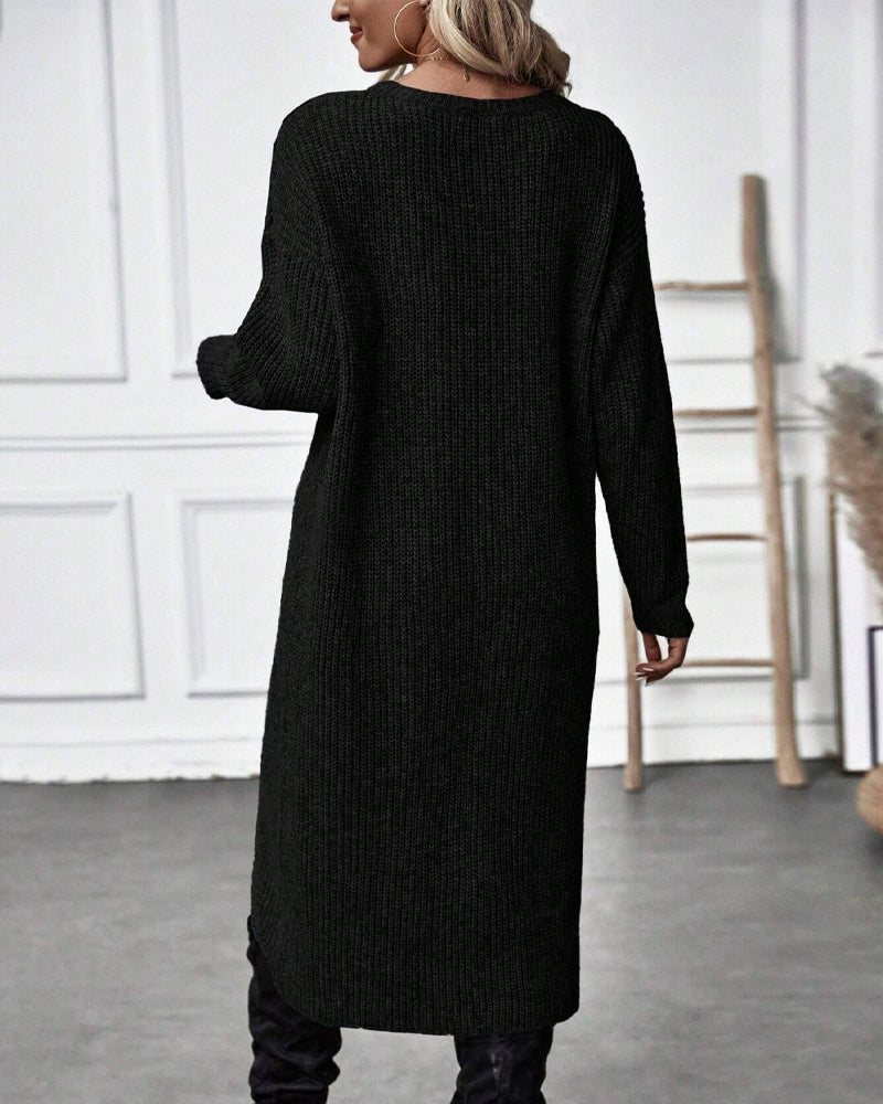 Robe midi unie en tissu doux, élégante et confortable pour un quotidien stylé