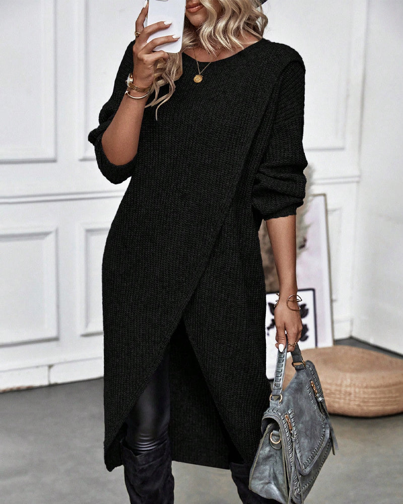 Robe midi unie en tissu doux, élégante et confortable pour un quotidien stylé