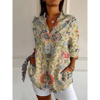 Élégante blouse à manches longues avec imprimé floral - parfaite tenue légère pour une journée décontractée