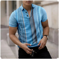 Polo Slim Fit à manches courtes pour hommes, avec un col classique et un motif à rayures verticales stylisé