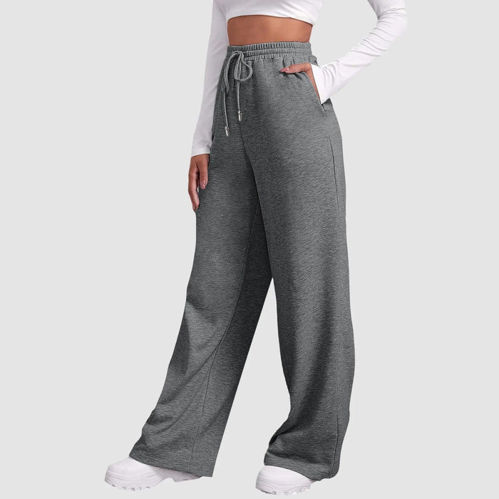 Pantalon droit confortable à jambe large pour femmes, en mélange de coton doux, pour un plaisir ultime.