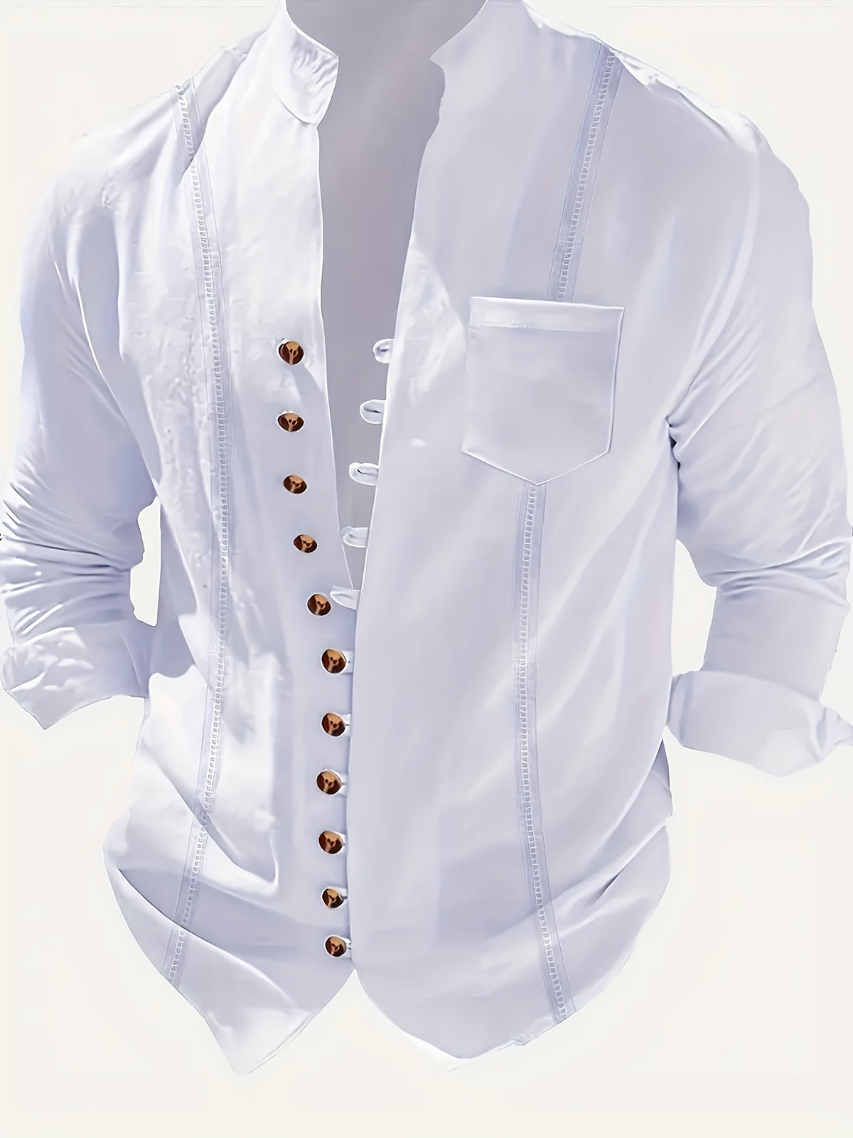Ensemble de Plage pour Hommes - Chemise à Manches Longues à Boutons & Pantalons à Cordons - Coupe Décontractée