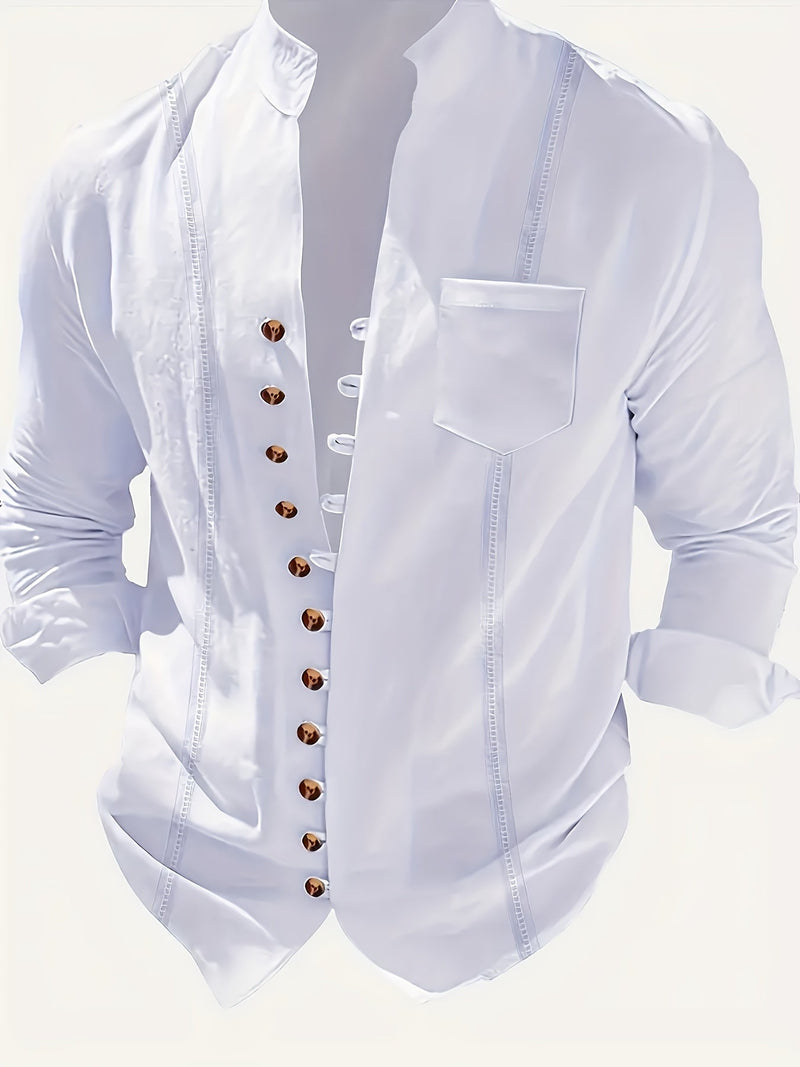 Ensemble de Plage pour Hommes - Chemise à Manches Longues à Boutons & Pantalons à Cordons - Coupe Décontractée