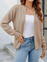 Cardigan zippé à manches longues pour femmes, décontracté et élégant - Kate