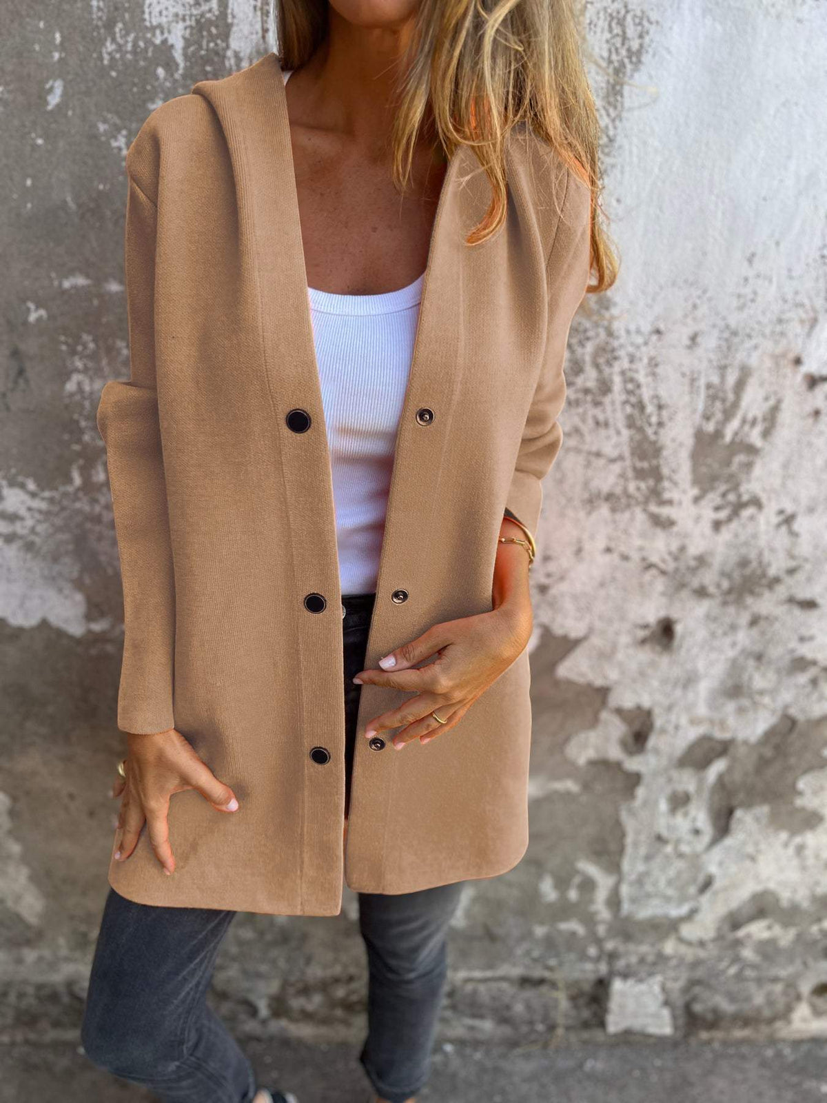 Élise™ Élégante Mantel à Boutons Simples