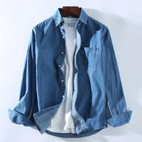 Camisa de mezclilla para hombres - de manga larga con botones - cuello clásico - estilo casual