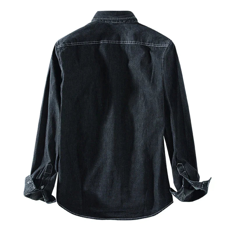 Camisa de mezclilla para hombres - de manga larga con botones - cuello clásico - estilo casual