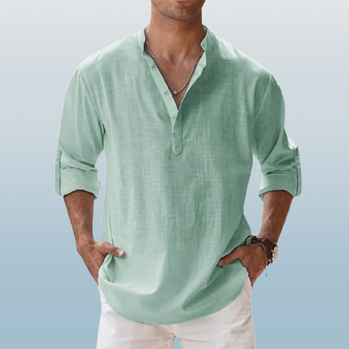 Chemise Henley pour hommes en cuir de lin - Forme allongée, coupe ajustée pour un style plus léger