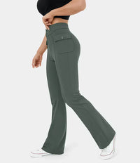 Pantalon cargo décontracté à taille haute pour femmes, élégant et pratique, avec poches boutonnées - parfait pour la vie de tous les jours
