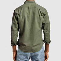 Camisa casual de manga larga para hombre con cuello con muesca