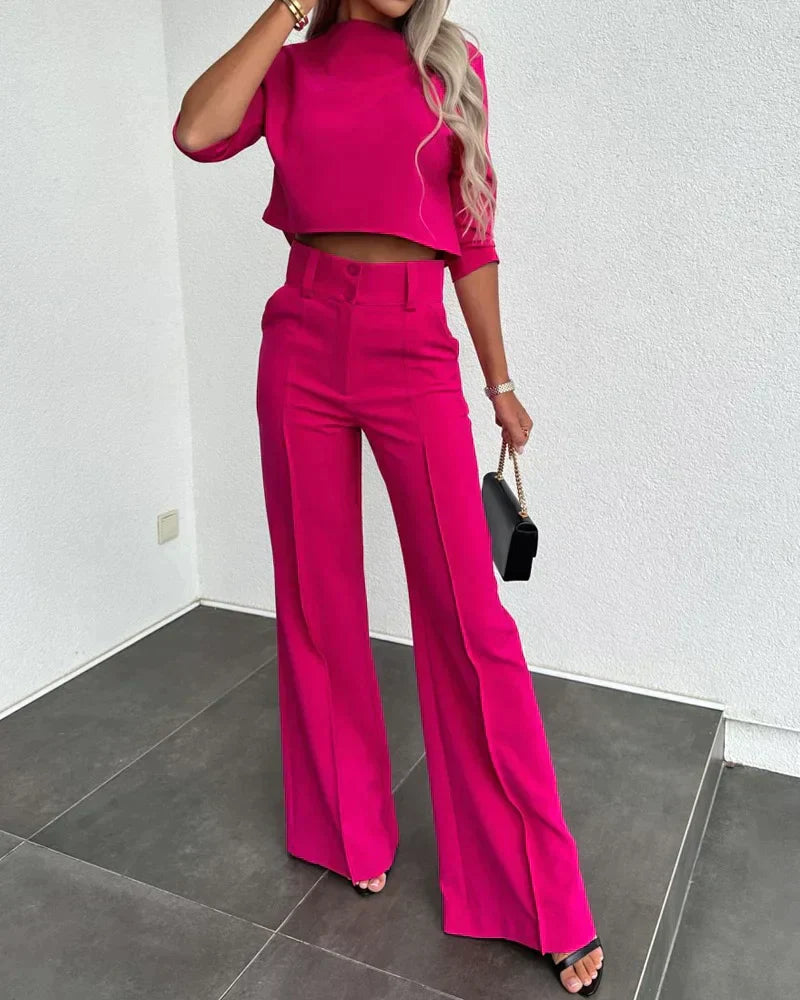 Ensemble élégant de 2 pièces pour femmes, composé d'un top et d'un pantalon, pour une tenue de bureau parfaite pour les femmes modernes