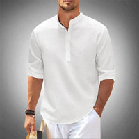 Chemise décontractée pour hommes à col mandarin ultralégère