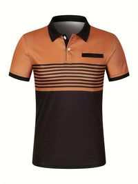Camisa Polo Masculina - Ajuste Slim - Design Listrado - Manga Curta para Uso Casual