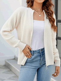 Cardigan zippé à manches longues pour femmes, décontracté et élégant - Kate