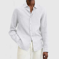 Chemise décontractée pour hommes à manches longues en coton léger, coupe relaxée, style décontracté